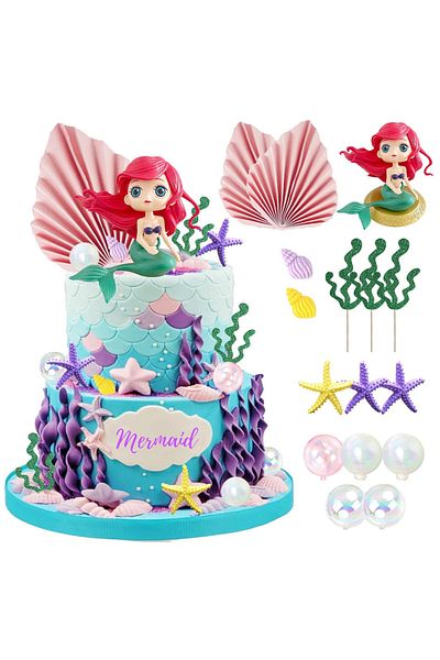 Choice 16PCS 16 PCS Mermaid Cake Toppers for Mermaid Under the Sea Themed Birthday Wedding Baby Shower Part