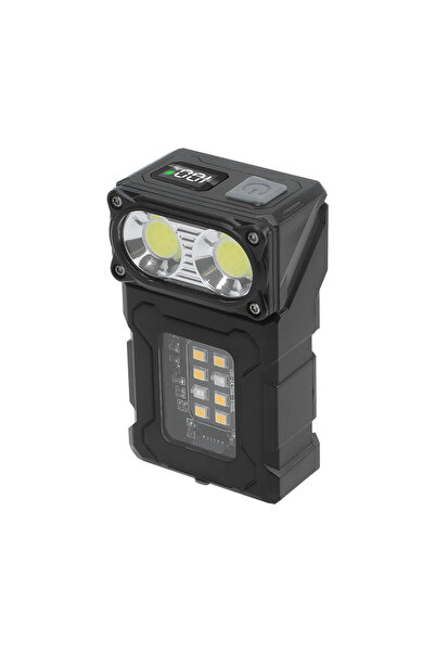 Choice 1 قطعة BORUiT مصباح يدوي LED قابل للدوران EDC من النوع C مزود ببنك طاقة قابل لإعادة الشحن مع مشبك مغناطيسي للعمل