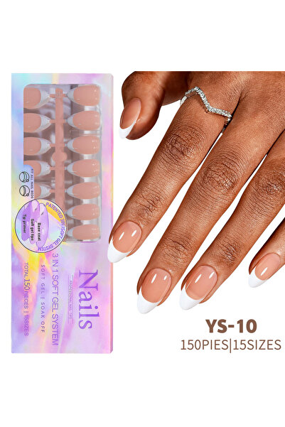Choice 10 150 قطعة/صندوق أظافر صناعية فرنسية بدون ندبات قابلة للإزالة على شكل...