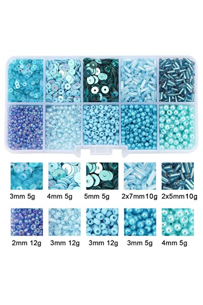 Choice حقيبة زرقاء 120 جرام/صندوق متعدد الألوان من لؤلؤ الأرز والترتر واللؤلؤ...