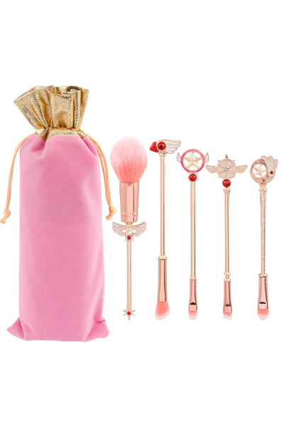 Choice Makeup Brushes 5pcs Metal Handle Soft Fluffy Makeup Brush Set Anime Ca...