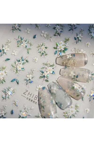 choice2 1 قطعة to3865 1 قطعة 5D ملصقات أظافر لامعة على شكل زهرة الياسمين كاواي منقوشة على شكل زهرة ذاتية اللصق على الأظافر A