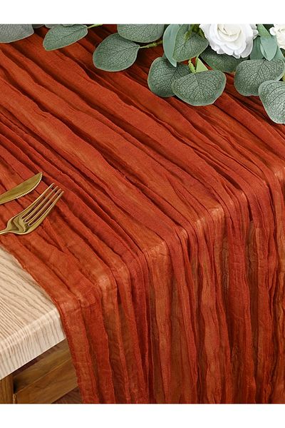 Choice Other 90x300cm brown 1pc Boho Style Cheesecloth Table Runner Long Gauze Sheer RomanticTable Runner F