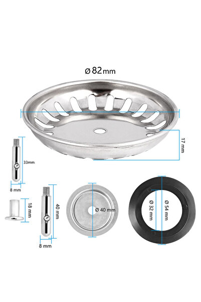 Choice1 82 مم، قطعة واحدة، سدادة تصريف ممتازة لمصفاة حوض المطبخ، فلتر تصريف ح...