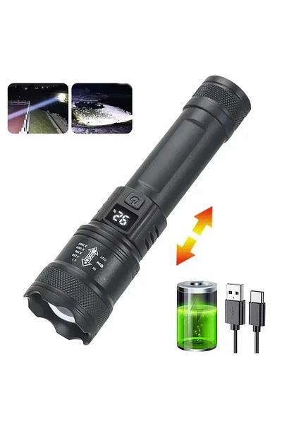 Heinast 1PC S384-A Powerful LED Flashlight Ultra Bright Tactical Light Emergency Spotlight Long Range Zoom T