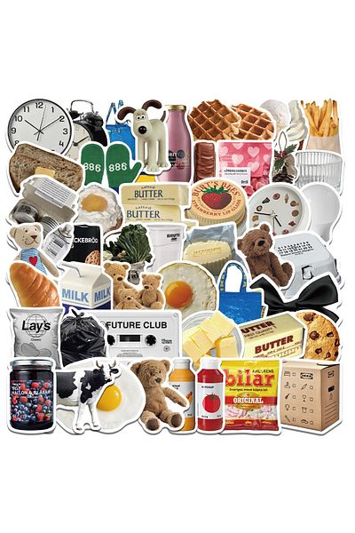 Choice Butter Food 50PCS 50pcs Ins Style Cartoon Milk Butter Food Stickers Aesthetic Phone Bike Wall Scrapb