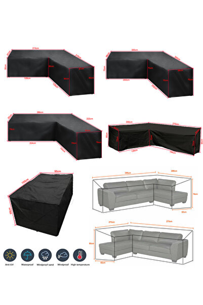 Choice غطاء أثاث أسود على شكل حرف L مقاوم للماء والغبار للحديقة الخارجية وأري...