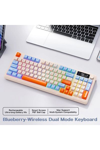 Choice Blueberry FreeWolf M96 Wireless Keyboard with Screen,Gaming Keyboard Bluetooth Dual-Mode Connection,
