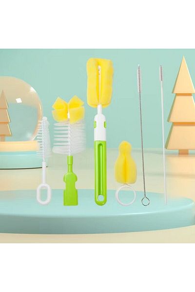 Choice Multicolor 6 PCS Bottle Brush Cleaning Brush 360 Degree Cleaning Nipple Brush No Dead Corners