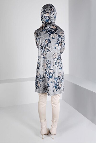 Alvina Hooded Flowered Velvet Tunic 43392-1