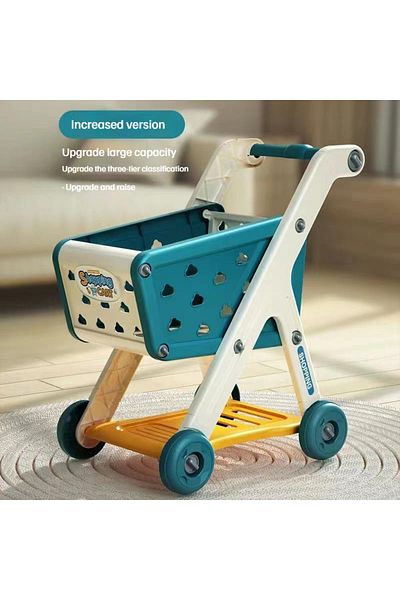 Choice Blue Shopping cart toy baby small trolley children play house fruit cut music kitchen supermarket me