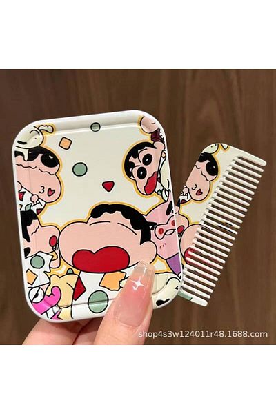 Choice A Anime Crayon Shin Chan Handheld Mirror Foldable Mirror Comb Makeup Portable Holiday Girls Cosmeti.
