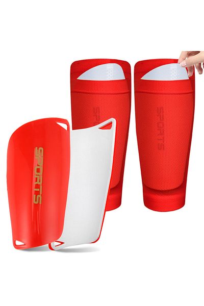 loogdeel L Red Loogdeel Sport Soccer Football Shin Guard Socks Pads EVA Cushion Protection Reduce Shocks and