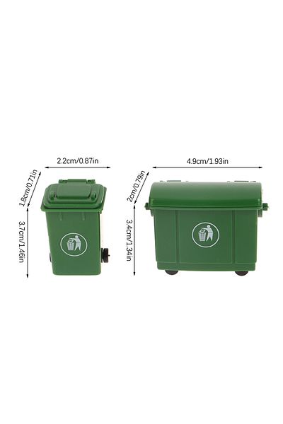 Choice Green 1Set 1:12 Dollhouse Miniature Trash Can Toy Mini Sanitation Trash Cans Model Simulation Garbag