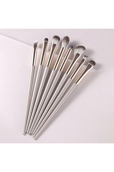 Choice مجموعة فرش مكياج العيون المحمولة باللون البني الشمبانيا الفضي، 8 قطع/العبوة