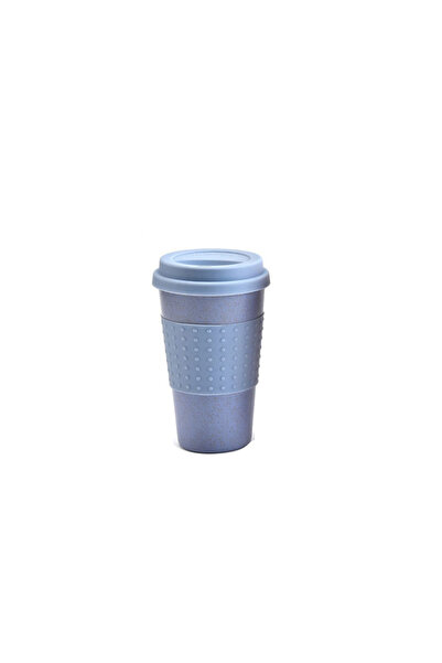 Choice 350ml blue European Style Wheat Straw Fiber Water Cup Car Mounted Sili...