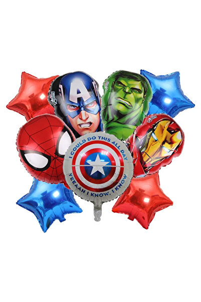 Choice مجموعة من 9 قطع من بالونات مارفل الكرتونية من رقائق الألومنيوم، سبايدرمان، الرجل الحديدي، كابتن أمريكا، بالونات حفل استقبال الطفل