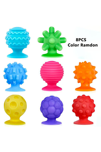 Choice 8 قطع من ألعاب فيدجيت الحسية الملونة من رامدون مع أكواب شفط محكمة لتخف...