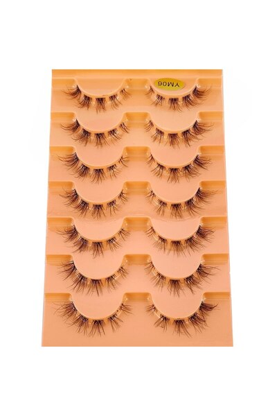 Choice 7 أزواج من رموش المنك YM-06، 7 أزواج من رموش المنك غير المرئية، رموش صناعية طبيعية، رموش متقاطعة