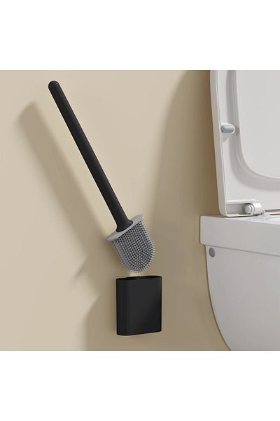 Choice Black WIKHOTSAR Wall Mounted Toilet Brush Silicone Flat Brush Head Toilet Brush Cleaner Brush Set To