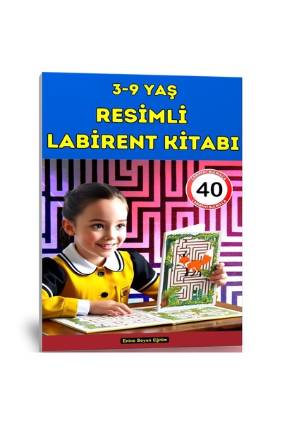 Enine Boyuna Eğitim كتاب المتاهة المصورة لعمر 3-9 سنوات (40 متاهة مختارة)