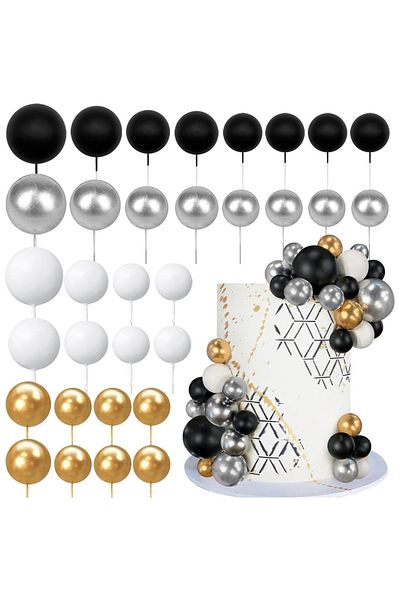 Choice Style2 32 PCS Ball Cake Picks Colorful Ball Shaped Cake Topper Pearl Balls Cupcake Cake Insert Toppe