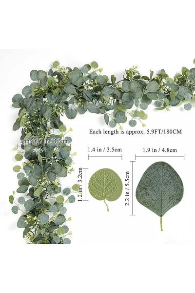 Choice Milky White 1pc Fake Artificial Eucalyptus Garland Wreath Greenery-leaf Wedding Vine Plant Home Wedd