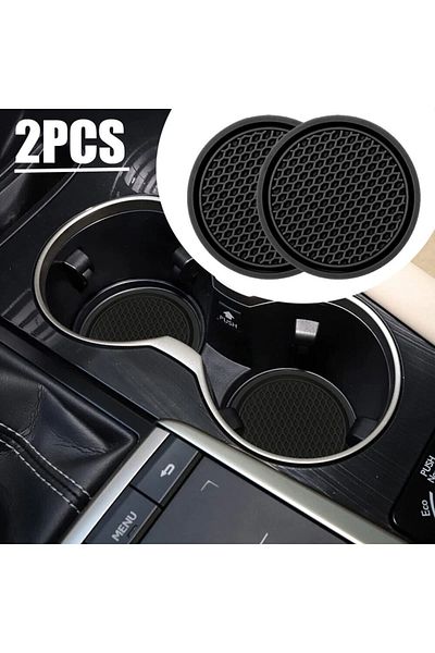 Choice 2pcs Black Car Auto Cup Holder Anti Slip Insert Coasters Pads Interior Accessories For Most Cups ...
