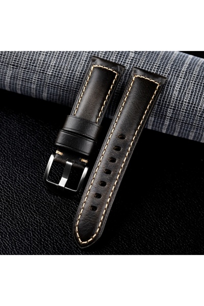 Choice سوار ساعة جلدي سريع الفك باللون الأسود والفضي مقاس 22 مم، مقاس 20 مم، ...