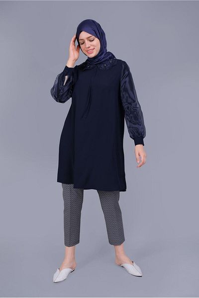Alvina Bead Embroidered Baby Collar Tunic - 40796