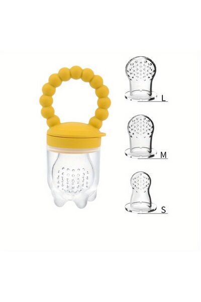 Choice3 وعاء طعام للأطفال من السيليكون للفاكهة والخضروات مزود بمقبض، لون أصفر...