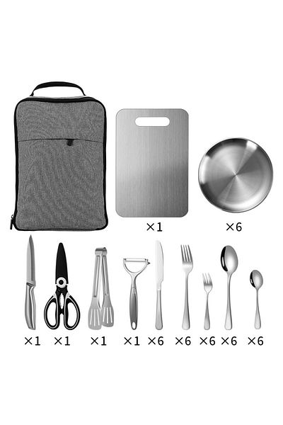 COOYA 41 Piece Kitchen Cookware Set, Portable with Storage Bag for Backpacking, BBQ Camping