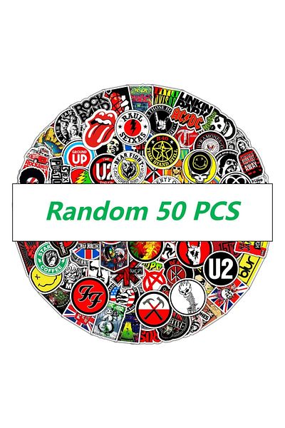 Choice 50PCS Rock Band Music Stickers Aesthetic for iPad Phone Guitar Motorcycle Skateboard Luggage Cup - F