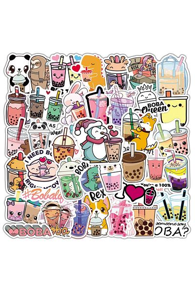 Choice 50pcs Pearl Milk Tea 50pcs Cute Tea Pearl Milk Bubble Tea Stickers Laptop Phone Case Water Bottle No