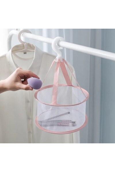 Choice Pink Makeup Brush Storage Powder Puff Drying Bag Mesh Pocket Anti Defo...