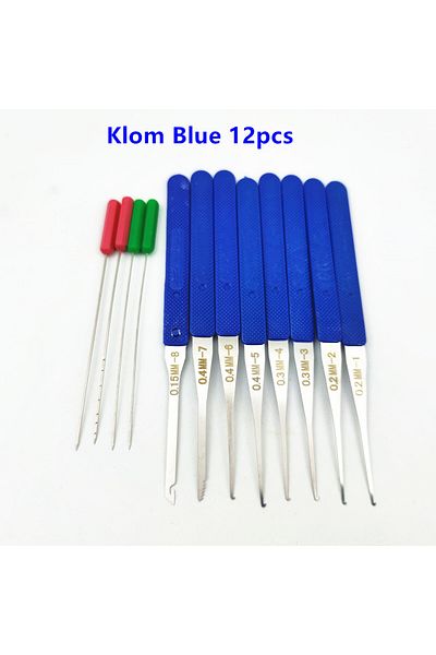 Wilongda Klom Blue TOOL Locksmith Broken Key Extracter Set Klom Blue 12pcs Extracter Tools And Huk Black 12pc