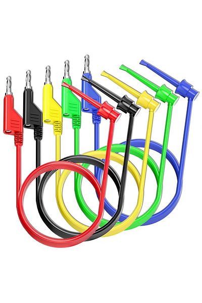 AOKIN 1m as the photo shows Banana to Hook Test Leads 5PCS 4mm Stackable Banana Plug to Test Hook Clips Fl