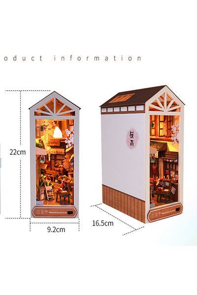 Choice TC17 DIY Wooden Book Nook Shelf Insert Kit Dollhouse Miniature Cherry Blossom Bookends Doll Houses B