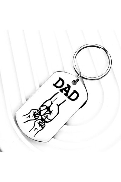 Choice S1016-2 1Pc Creative Stainless Steel Keychain for Dad, Gifts for Father's Day, Engraved Family Key C