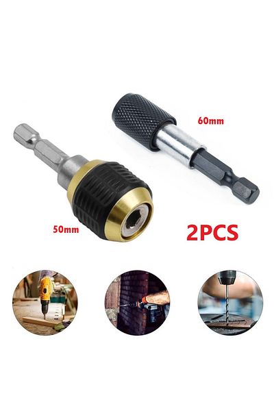 Choice 2pc 50/60mm Drill Chuck Screwdriver Impact Driver Keyless Adaptor 1/4in Hex Shank Drill Bit Quick...