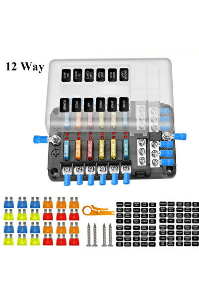 Choice حامل صندوق فيوز شفرة 12 طريقة 12 فولت 24 فولت 6 طرق 12 طريقة للسيارة والقارب وحامل فيوز كتلة لوحة الطاقة Bo