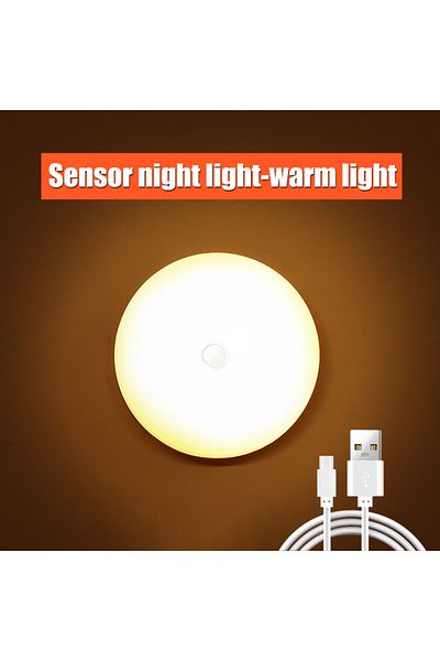 Heinast Warm light-sensor 4PCS Motion Sensor LED Night Light USB Rechargeable Night Lamp For Kitchen Cabinet