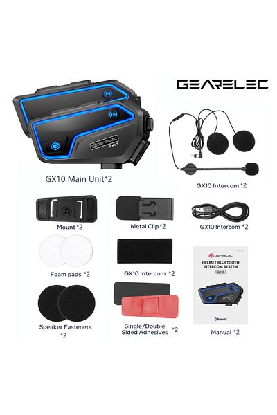 Choice Double pack 2PCS GEARELEC GX10 Bluetooth Motorcycle Intercom Helmet Headset 10 Riders Wireless BT Mo
