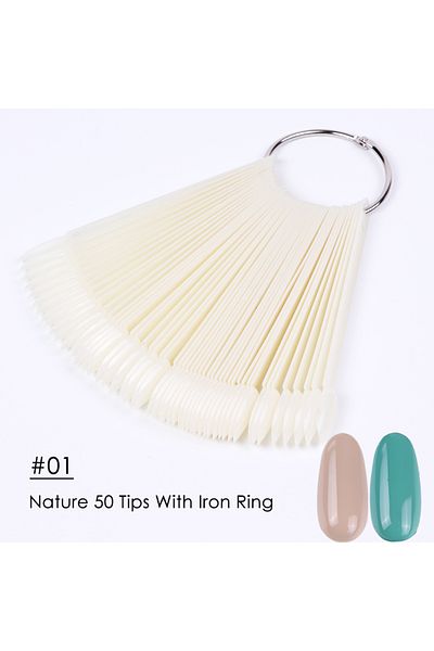 Choice A23-01 50pcs False Nail Display Tips Clear Nature Color Chart Oval Fan Style UV Gel Polish Swatch Sh