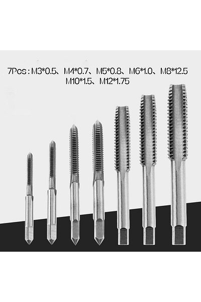 Choice 7pcs 5PCS/7PCS Bearing Steel Taper Hand Spiral Point Straight Fluted Screw Thread Hand Tap Drill M3/