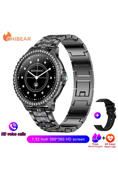 ChiBear Black Steel AMOLED Screen Smart Watch Heart Rate Blood Oxygen Fashion Ladies Bracelet 2023 Bluetooth
