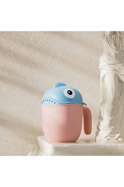 Choice رأس دش استحمام للأطفال باللون الوردي والأزرق وكوب شطف ورسومات قرش كرتو...