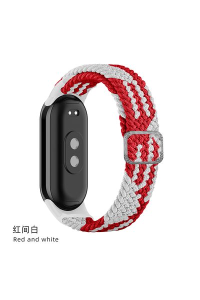 Choice Miband 8 9 red-white Strap for Xiaomi Mi Band 9 8 7 Elastic Nylon Braided Solo Loop Adjustable Buckl