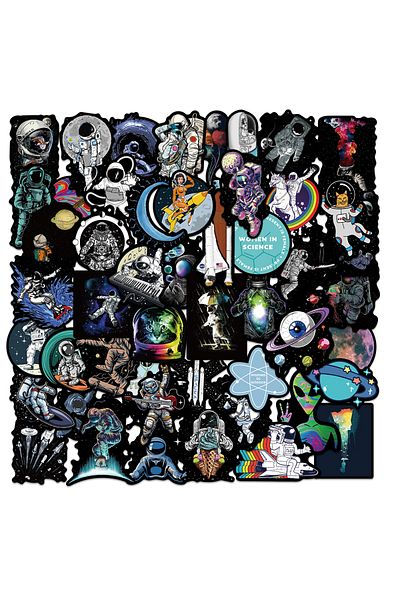 Choice 50pcs-Random 50Pcs Outer Space Astronaut Graffiti Stickers Cartoon DIY Skateboard Fridge Motorcycle