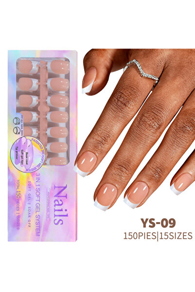 Choice 09 150 قطعة/صندوق أظافر صناعية فرنسية بدون ندبات قابلة للإزالة على شكل...